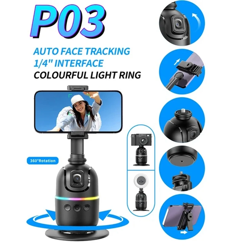 AI Smart Gimbal Auto Face Tracking Gimbal 1200Mah 360° Rotation For Smartphone Video Vlog Stabilizer Phone Holder