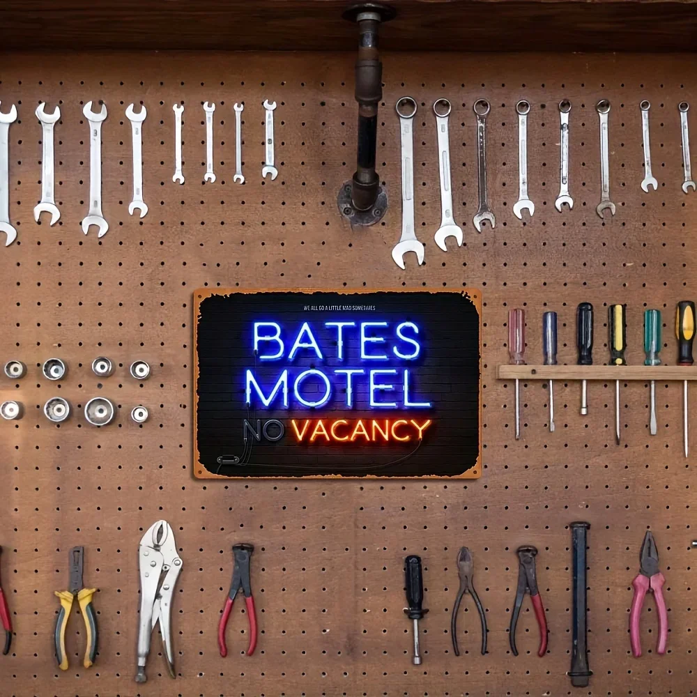 علامة معدنية نيون للحنين من بيتس موتيل، ديكور حائط مثالي للرجال، حانة بار الطابق السفلي والمزيد #5