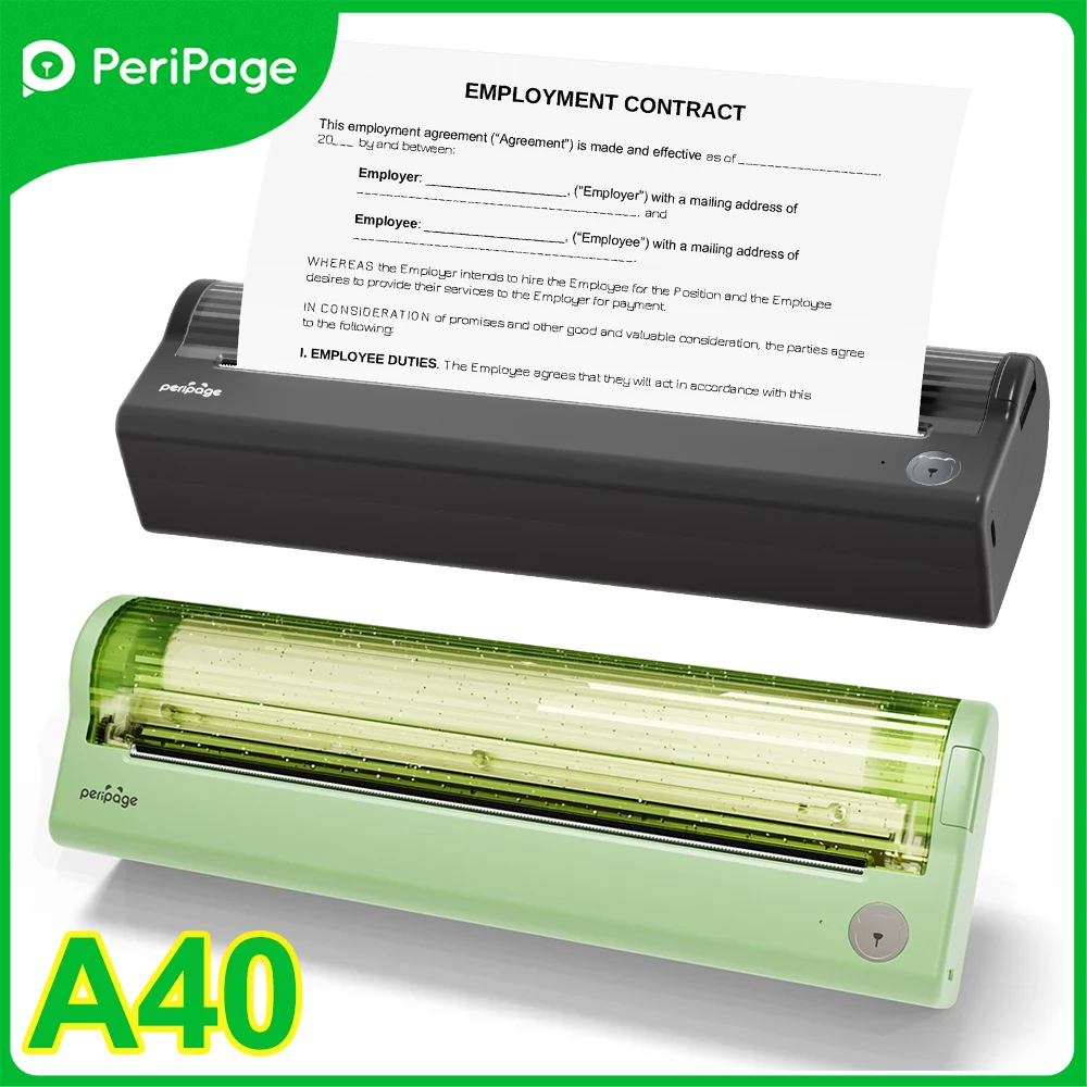 304DPI Peripage Thermal Printer A40 203dpi Inkless Min Portable A4 Paper Rolls Maker For Mobile Travel Office Print Android iOS