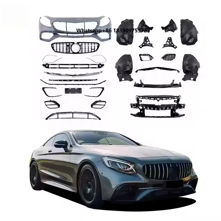 LEGAI S63 Style PP Material Front Bumper Body Kit for  S-Class Coupe W217 New Condition Screw-On Attachment Smooth
