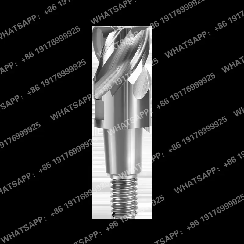 Locking Tooth Type 4-Blade Carbide Pole Ultrafine Particle End Mill Head Module Thread Connection Milling Cutter Cutter
