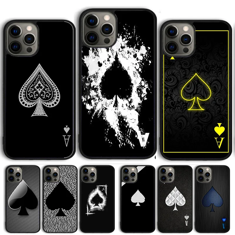 Spades Poker Play Cards Ace Art Phone Case Cover For iPhone 15 16 14 13 12 Pro Max mini 11 Pro Max XS XR Plus Coque