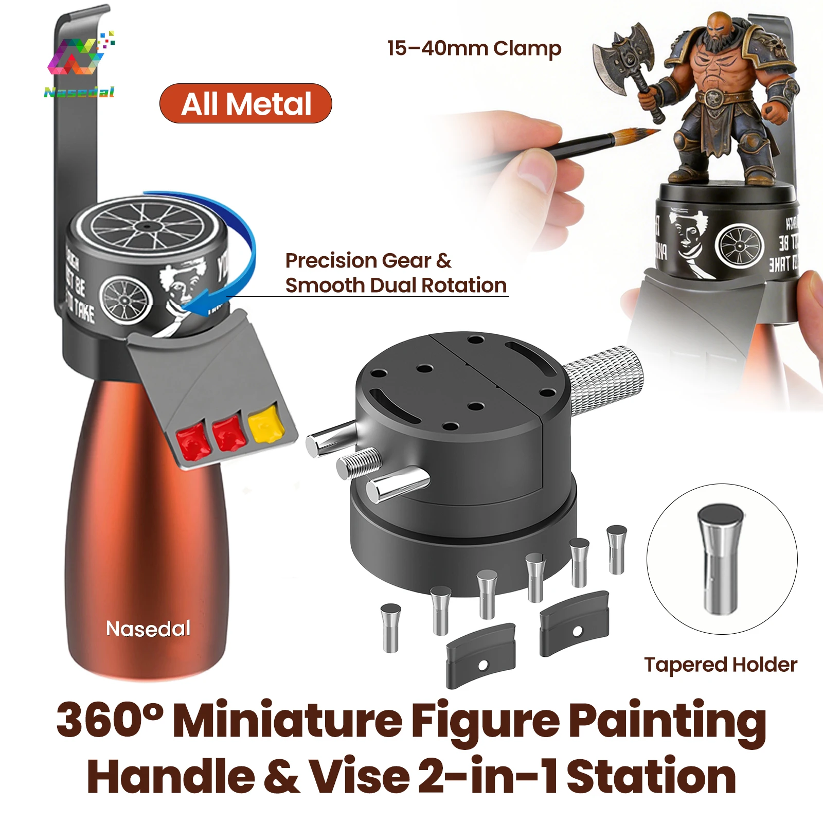 

Nasedal All Metal 360° Miniature Painting Turntable Ergonomic Handle for Gunpla Scale Model DIY Figures Color Jig Hobby Tool