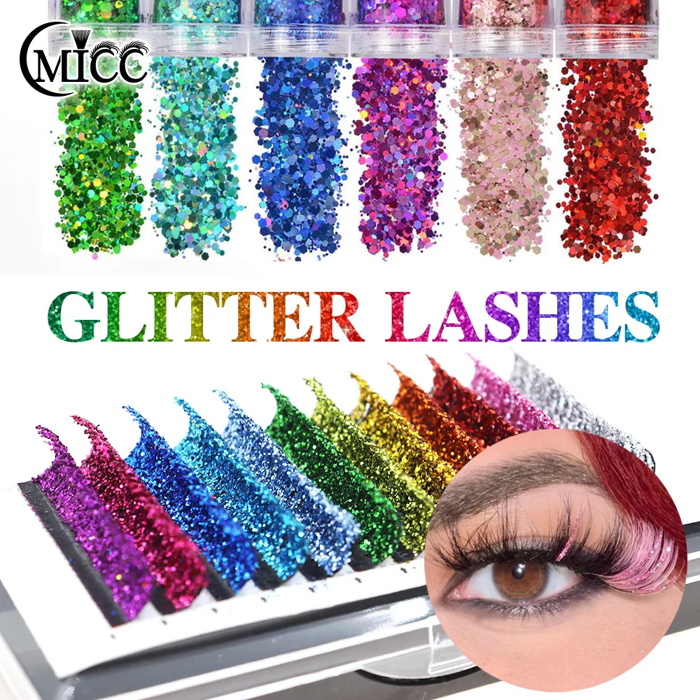 

Glitter Shimmery Eyelashes Extension Mixed Length Individual False Faux Mink Lashes Shiny Colorful Classic Lash Extensions