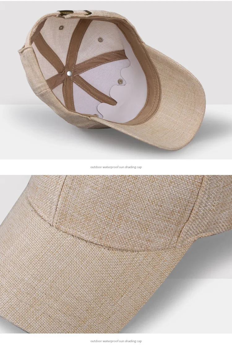 Overs ize xxl Faux Leinen Männer Frauen Baseball kappe atmungsaktiv gewebte große Papa Hut strukturierte Sport kappe für großen Kopf 56-59cm 60-65cm – Detail 7