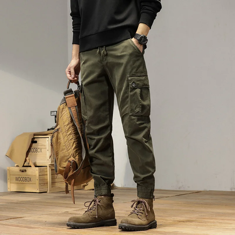 Autumn/Winter Fashion Brand Retro Casual Trousers Multi Pocket Cargo Pants Wear Resistant Outdoor Cotton Man Trousers