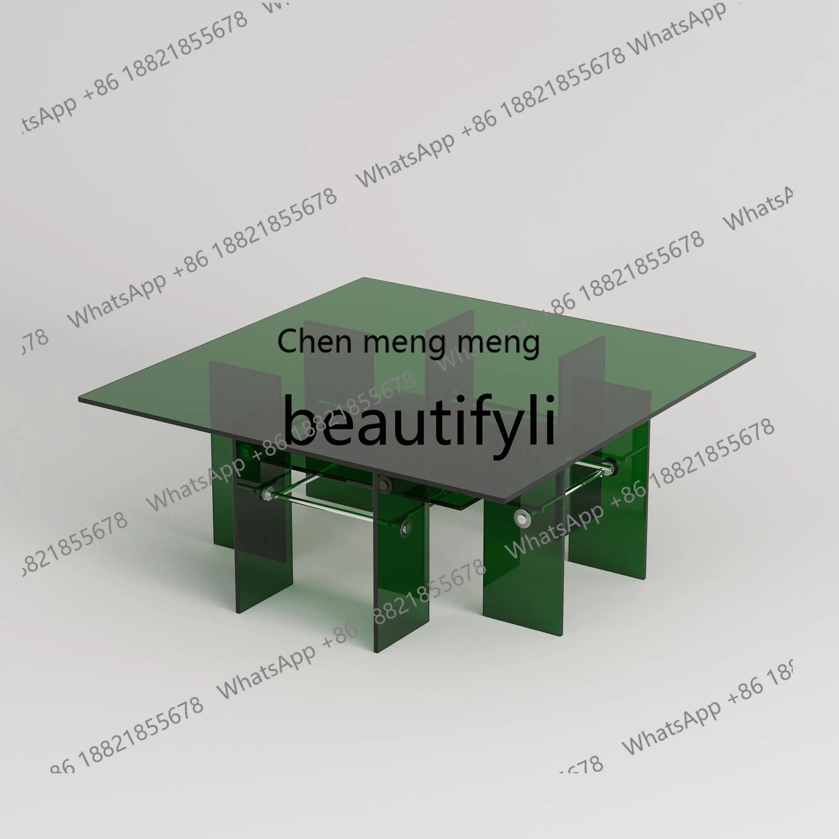 

Glass coffee table living room square art designer coffee table