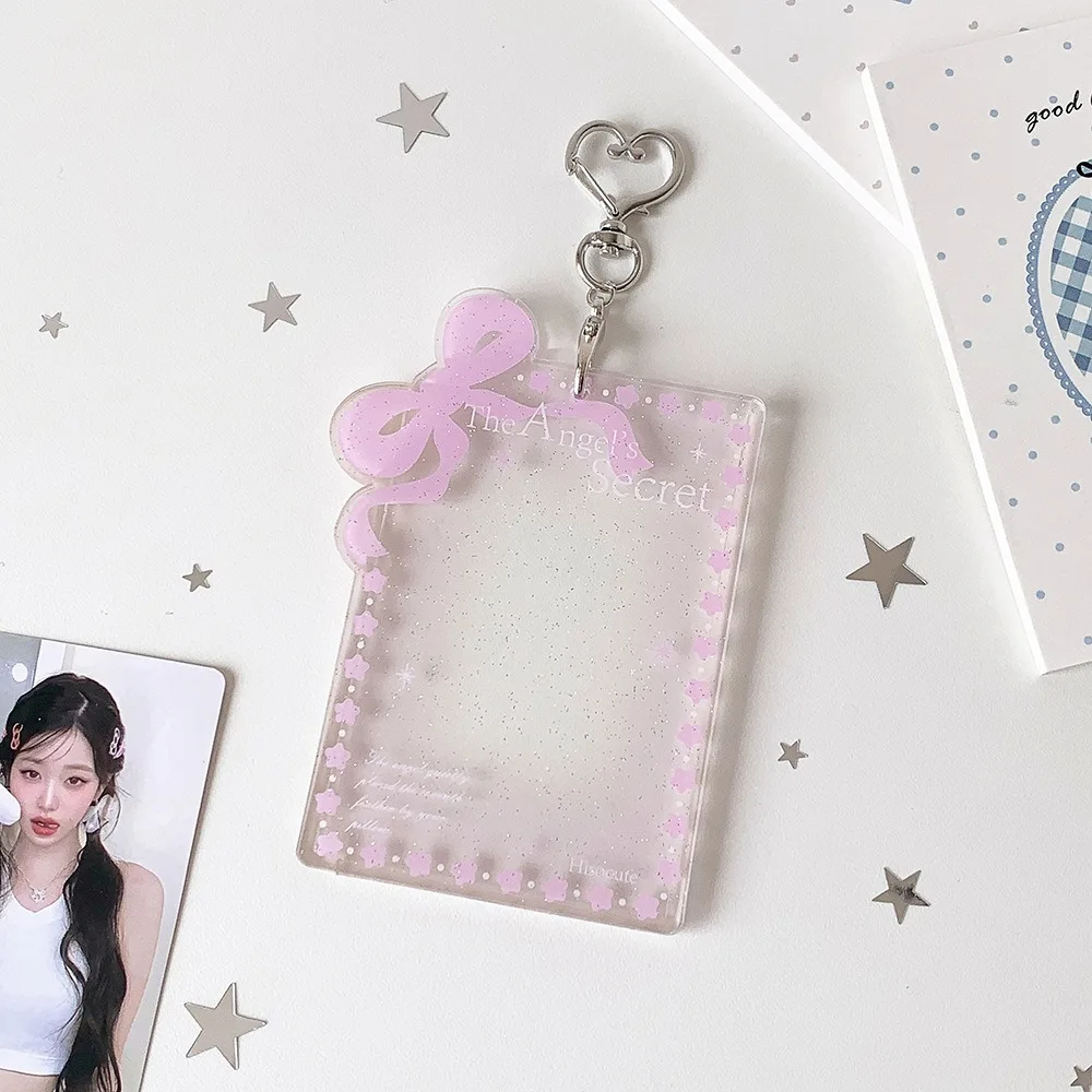 Portable Glitter Jelly Color Photocard Holder Keychain Clear Waterproof ID Badge Holder 2.4x3.5 Inch Credit Card Holder