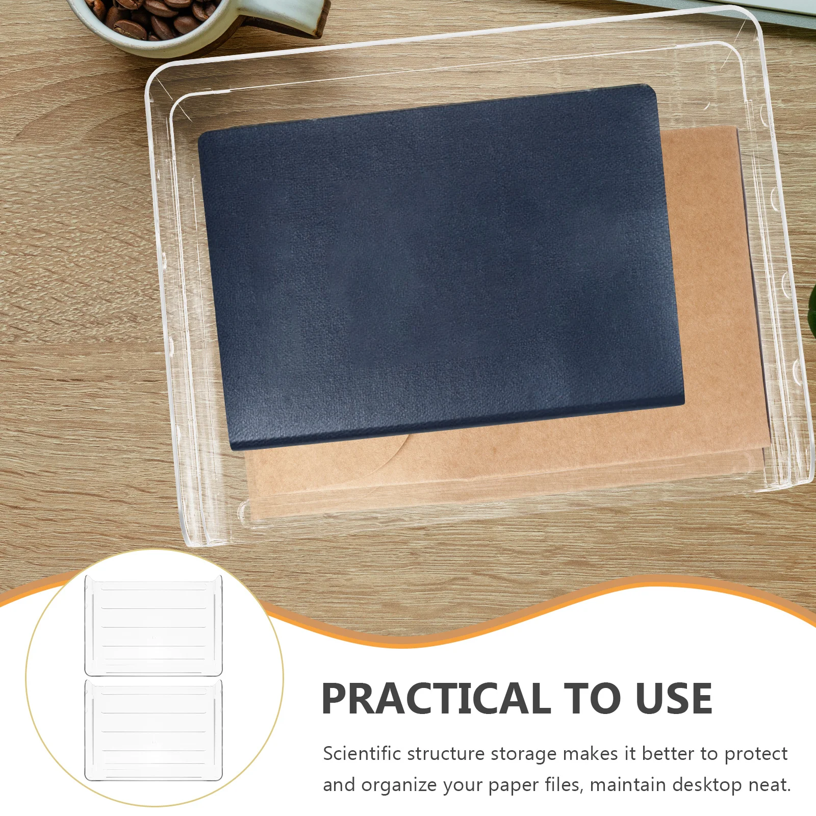 

2 Pcs Paper Organizer File Storage Box Desktop Office Drawers Tray Bin Study Accessories Transparent Student