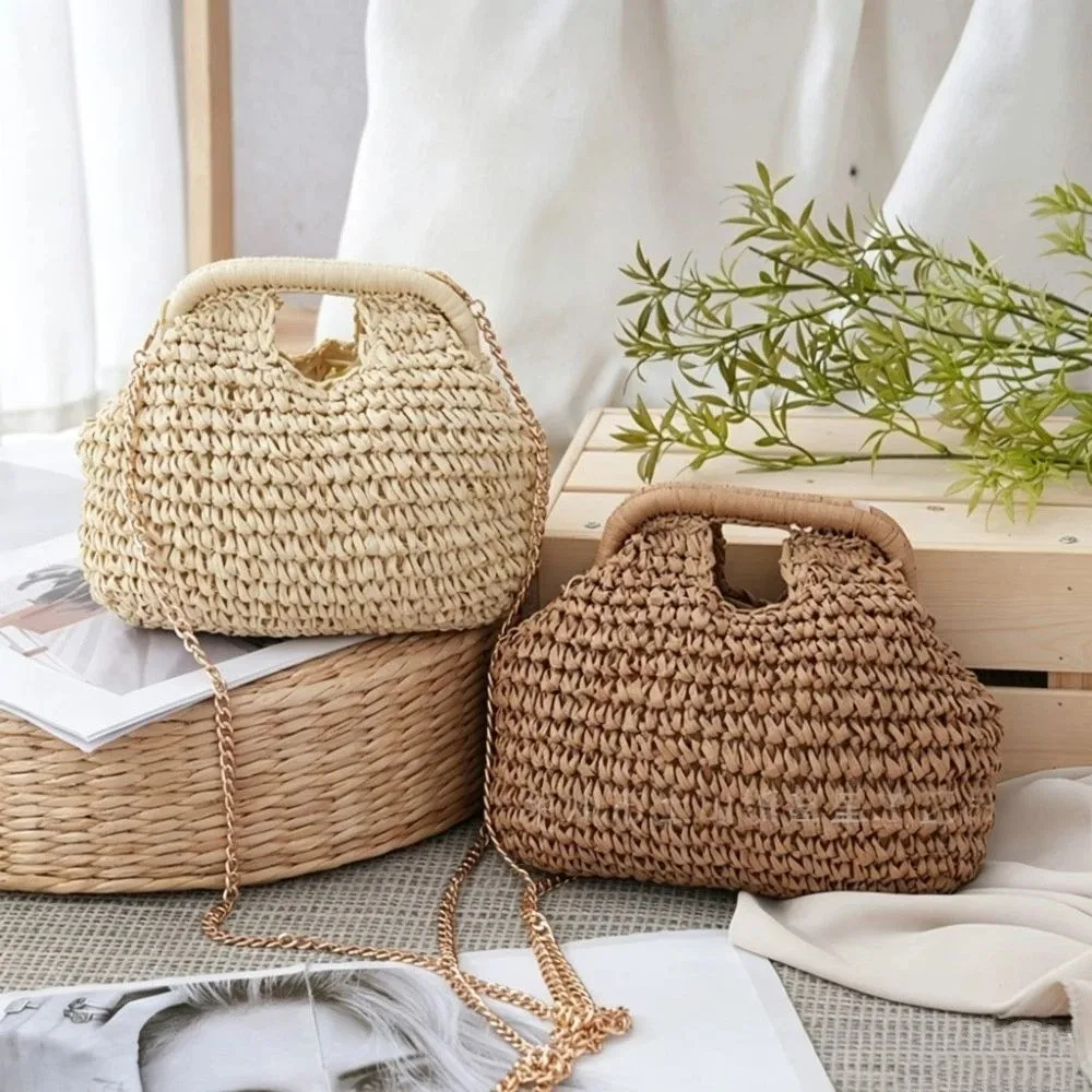 Trendy Summer Straw Weaving Shoulder Bag Boho Leisure Crossbody Bag Casual Beach Woven Clutch Bags for Women view 4
