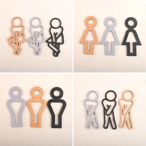 Roliga badrumsskyltar för män kvinnor kreativ 2D platt toalettdörrdekor restaurang hotell café toalettskylt väggdekor dekor 8 best sales toalett - №6