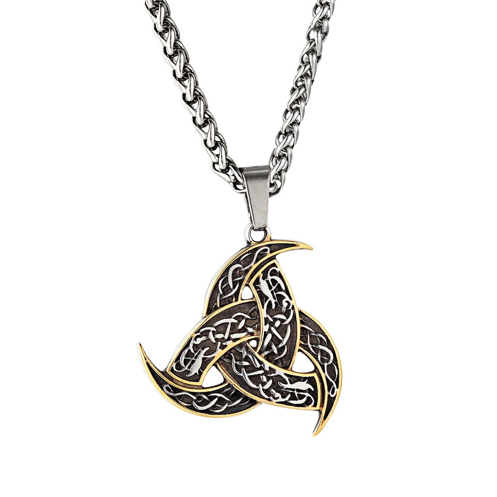 Men's Celtics Knot Trinity Pendant Necklace Stainless Steel Norse Slavic Icelandic Viking Amulet Jewelry Vintage Gift view 5