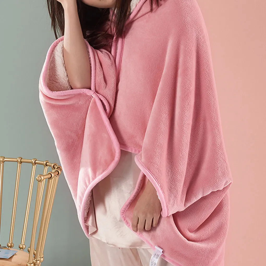 Wearable Blanket Fleece Doublelayer Blankets With Button Thicken Multifunction Winter Warm Throw Blanket For Sofa 100X150CM