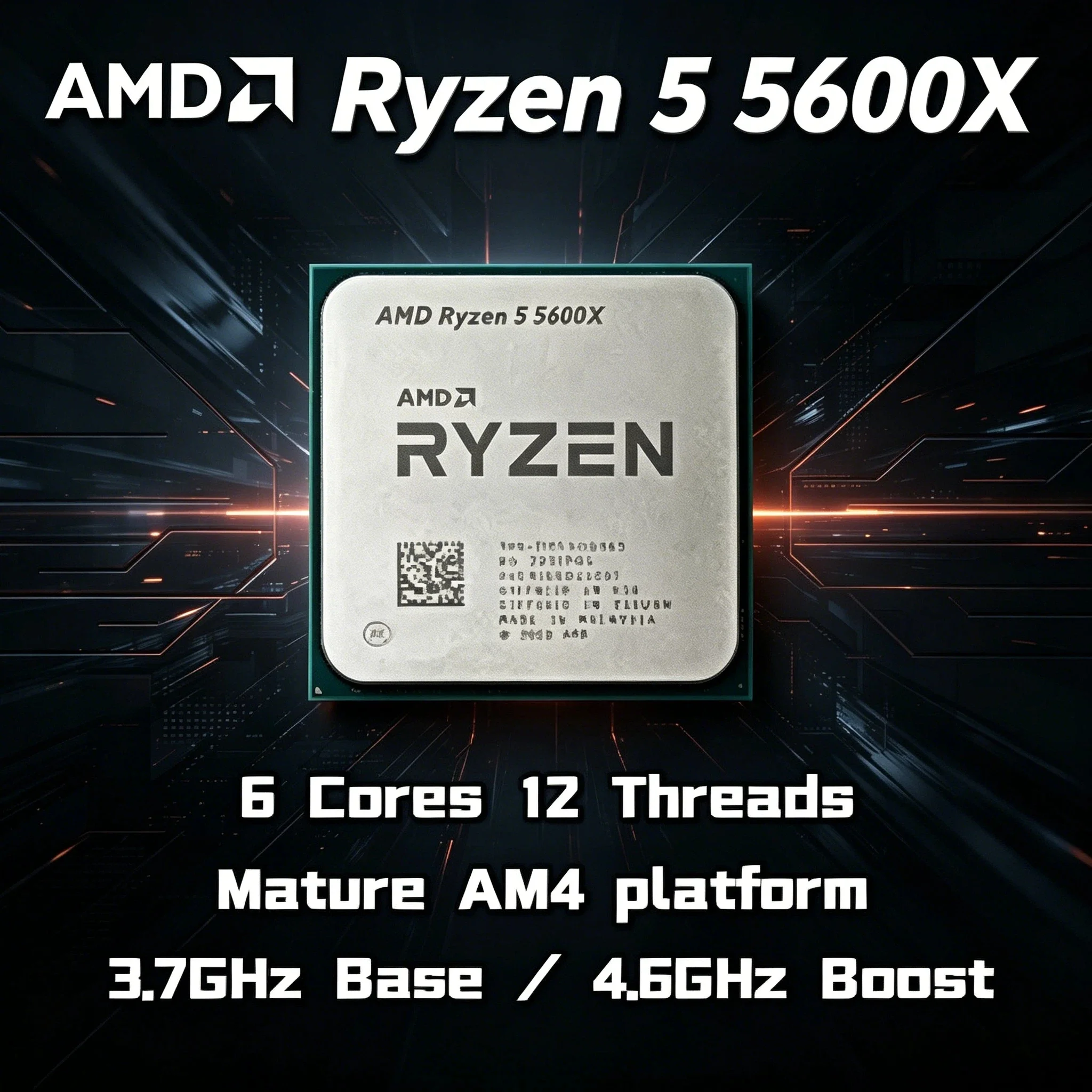 

AMD Ryzen 5 5600X 4.6GHz 6 Core 12 Thread Unlocked Desktop CPU Socket AM4 Gaming Processor R5 5600X Tray OEM Ultra 4K Plus