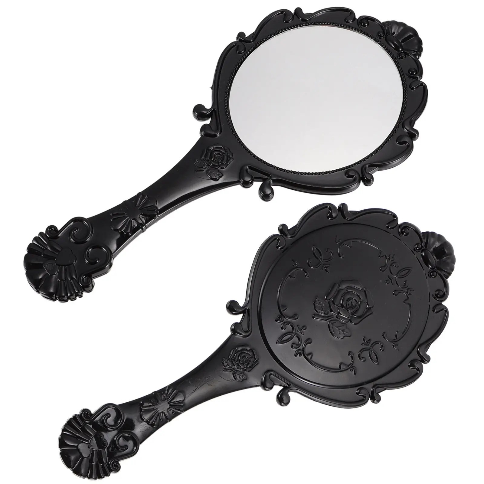 

2Pcs Makeup Mirror Portable Vintage Handheld Glass Women Beauty Travel Mirror Compact for Dressing Table Bathroom Vanity