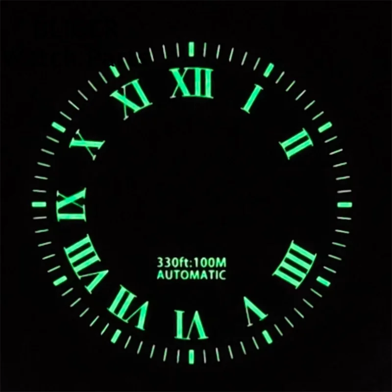 Bligger-動きのための発光時計,3時に王冠,3.8グラム,青,黒,緑,白,29mm,nh36に適合