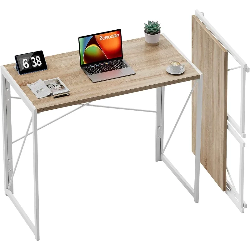 Coavas 31.5 inch Folding Desk No Assembly Required, Writing Computer Desk Space Saving Foldable Table Simple Home