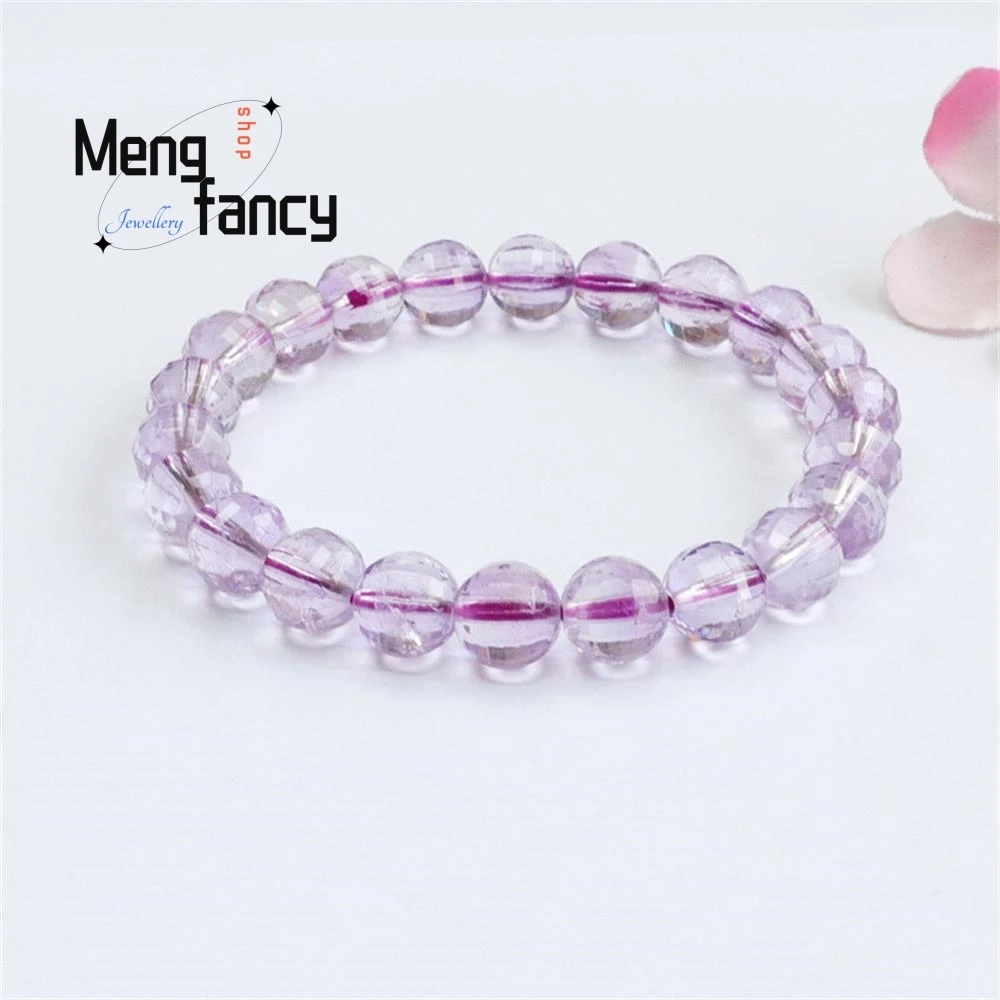 

Natural Amethyst Strand Full Translucent Exquisite Elegant Simple High-grade Bracelet Couple Charms Fashion Jewelry Holiday Gift