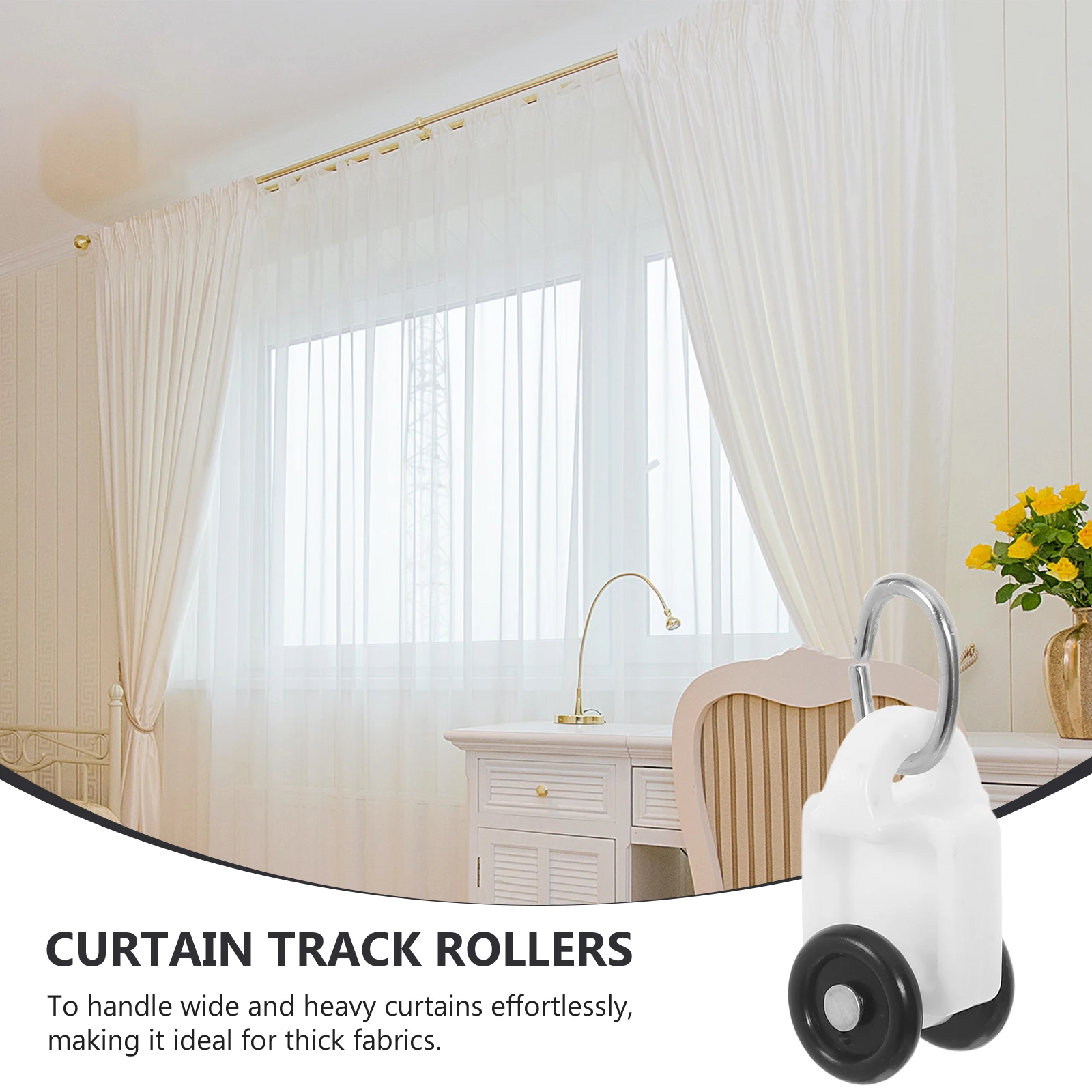 100 قطعة بكرات مسار الستار الصامت حاملات ذات عجلات مزدوجة مزلق سلس لغرفة النوم وغرفة المعيشة سقف جبل الستائر السكك الحديدية #6