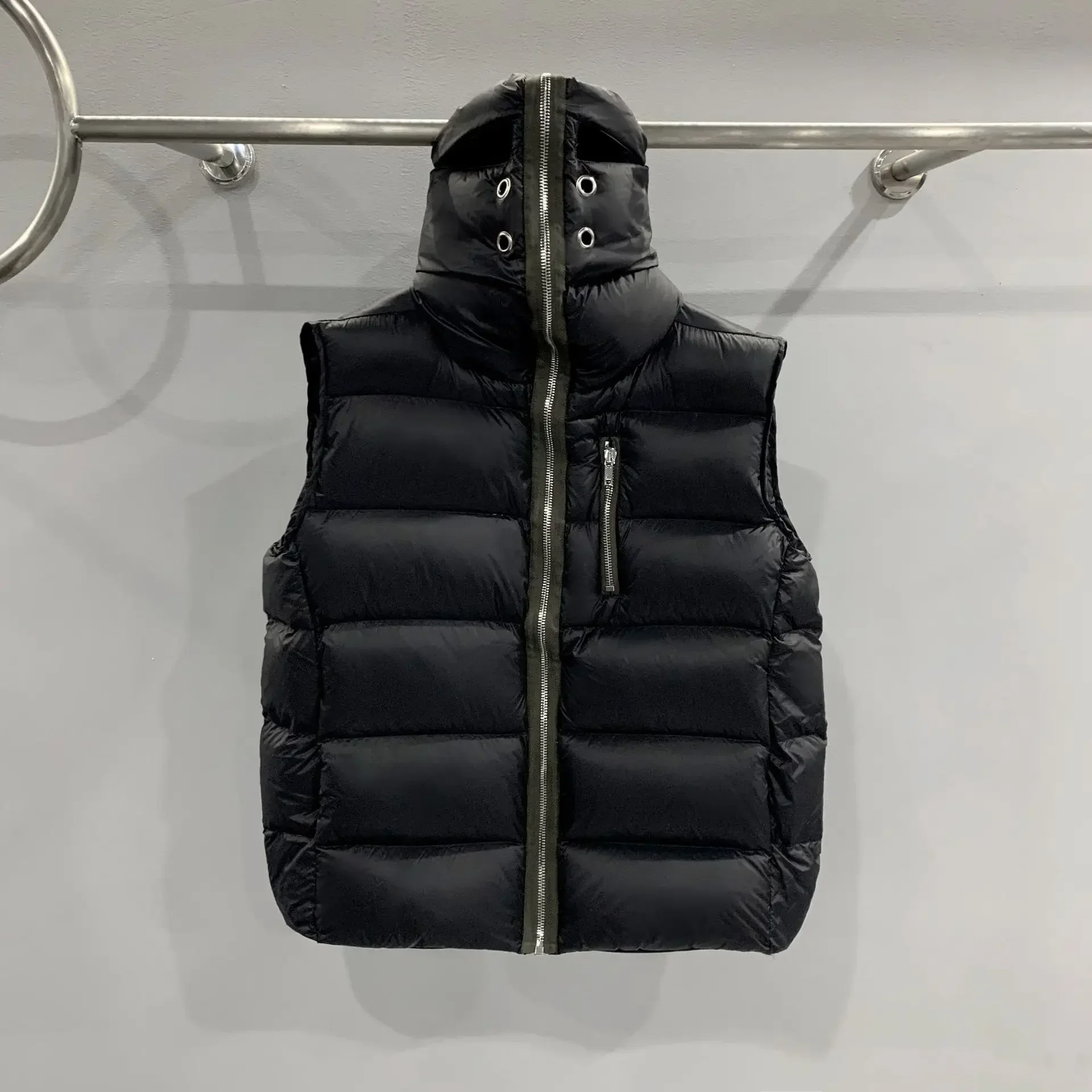 Inverno Rick Down Vest, Streetwear, 90% Goose Down, Owens Down Jackets, High Street Sobretudo, Punk Térmico Encapuzado RO Jackets, 24ss