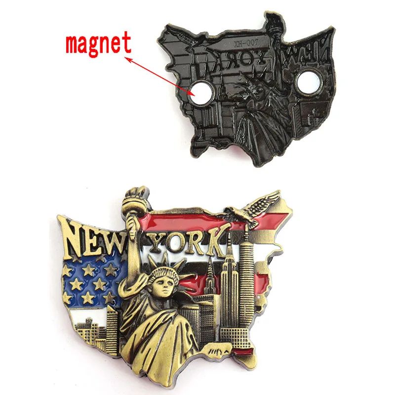3D Metal Fridge Magnets France Paris USA Roma Singapore Dubai Scenic Tourism Souvenir