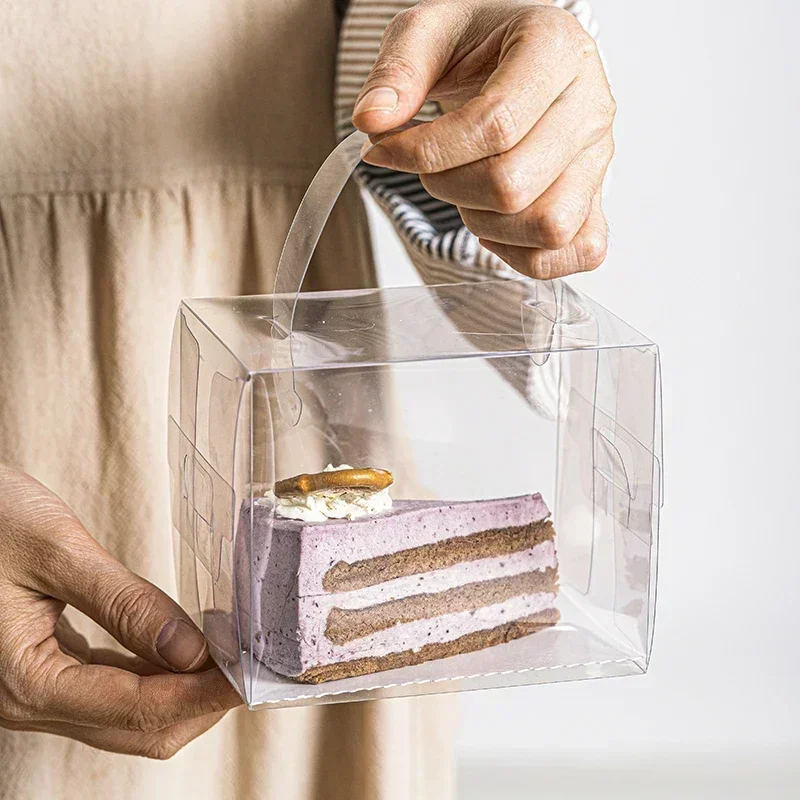 10Set Mini Transparent Cake Box 2-inch 3-inch Square Portable Small Dessert Boxs Visual Thousand Layer Boxy Package Portability