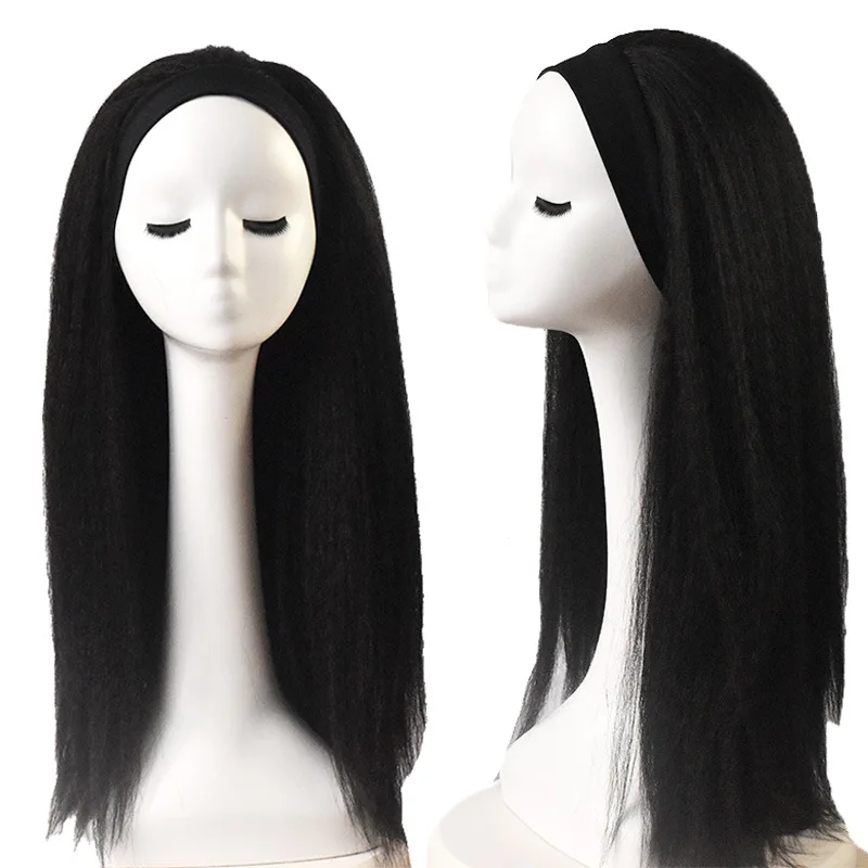 Ijs Zijde Haarband Pruik Afrikaanse Mode Yaki Lang Steil Haar Trend Hoofddeksel Hoofdband Pruik Natuurlijke Stijl