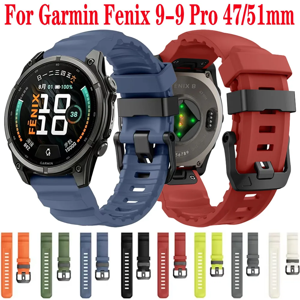 22/26mm Silicone Strap for Garmin Fenix 9-9 Pro 47/51mm Breathable Band for Garmin Quatix 8/Tactix 8/Amazfit T-Rex Ultra 2 51mm