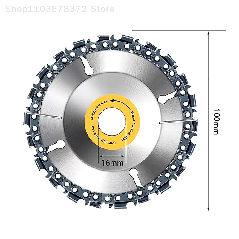 取り外し可能なユニバーサルアングルグラインダーディスク,専用チェーンディスク,木工カーチェーンソー,スロッティングブレード,4インチ,22歯