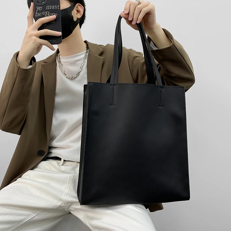 LEBSGE Men\'s High Quality Pu Leather  Fashion Handbag Commuter Leather Bag Men\'s Bag Casual Business Vertical Tote Bag