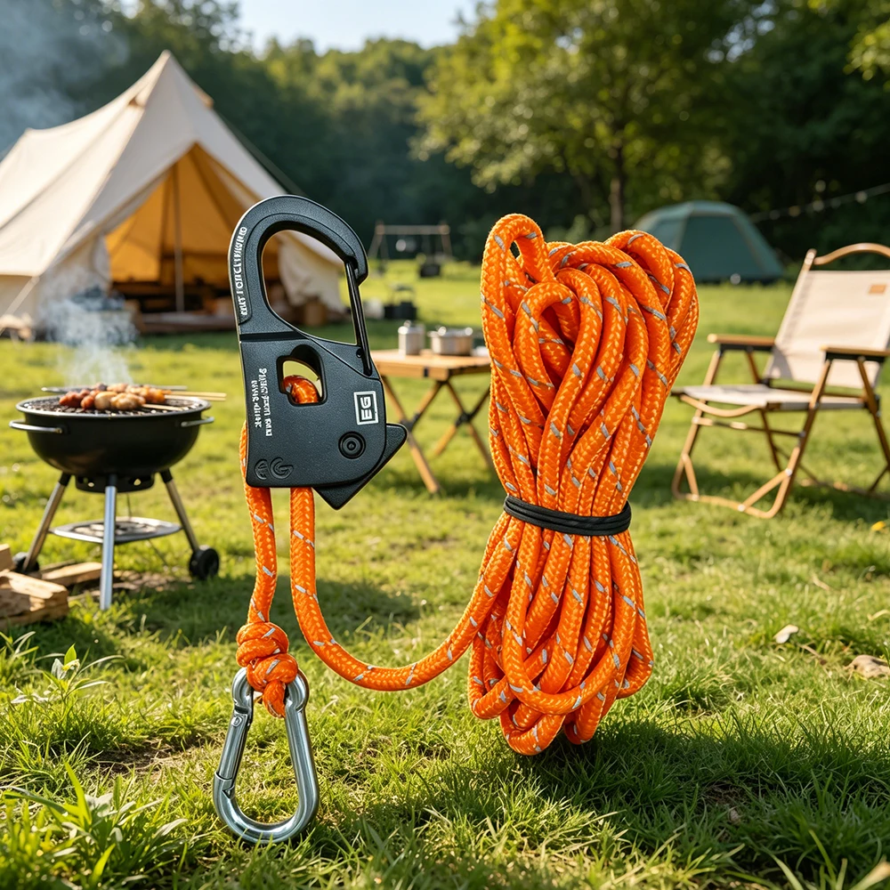 2Pcs 4m Camping Tent Cord Adjuster Wind Rope Tie Down Reflective Tightener Fastening Pulley Ratchet Awning Rope Buckle