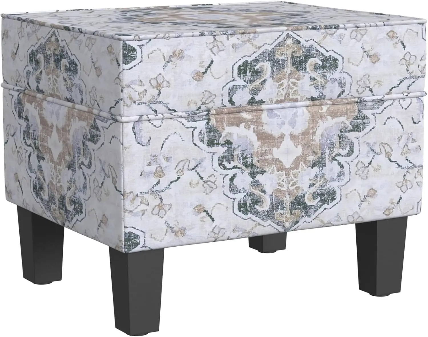 Homepop Home Decor |K7646-A862 | Upholstered Modern Rectangular Storage Ottoman | Hinged Lid Ottoman With Storage For Living