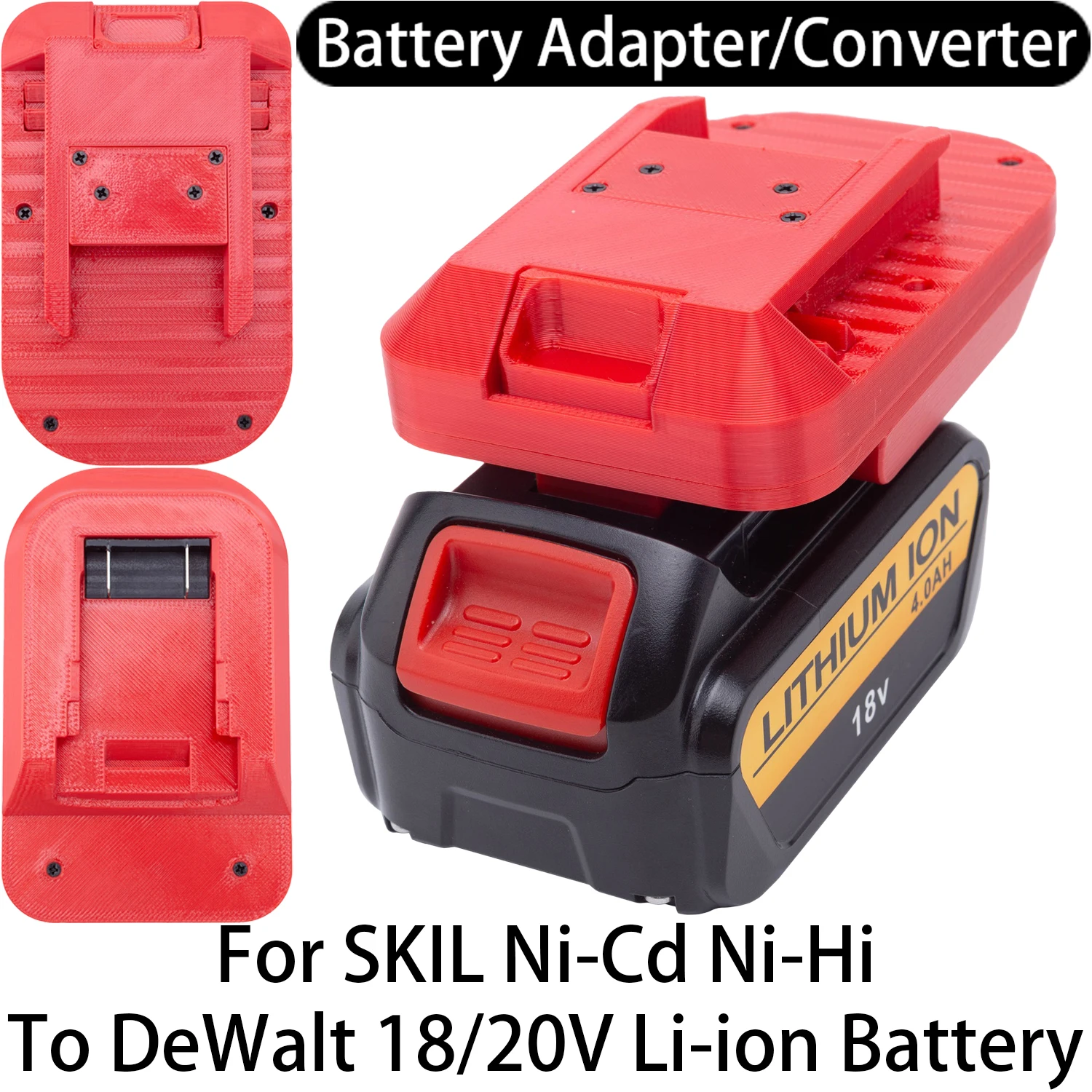 

Battery Adapter for SKIL Ni-Cd Ni-Hi Li-ion Tool to DeWalt 18/20V Li-ion Battery Adapter Converter Power Tool Accessory