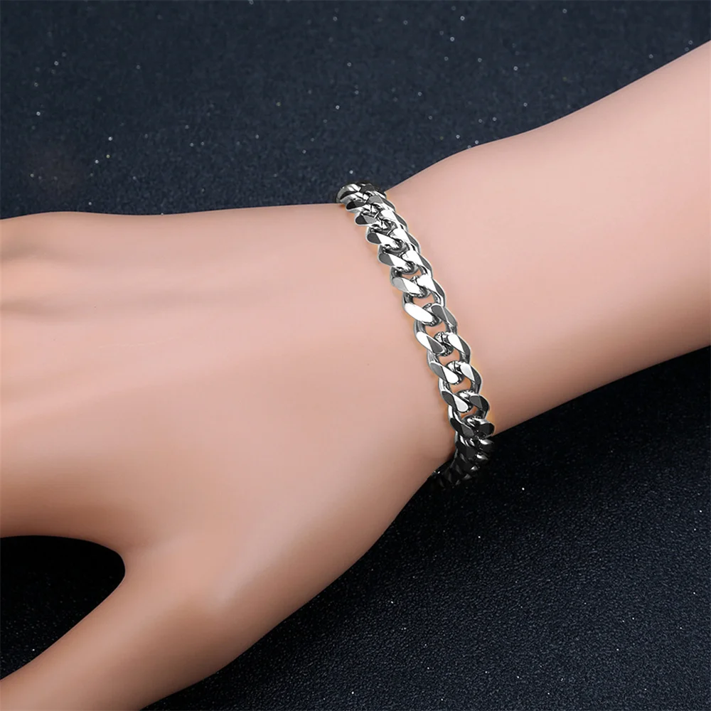 Gold Color Stainless Steel 8mm Thick Heavy Cuban Link Chain Bracelets Necklace For Men Fashion Party Wedding Jewelry Sets Gift