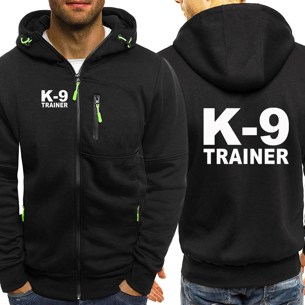 Jaqueta K-9 Trainer Nova Coleção Primavera Outono Masculina com Capuz, Estilo Streetwear Casual, Zíper e Alta Qualidade