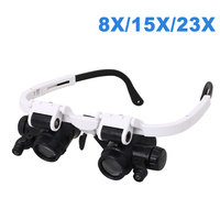 new hot sale Head-wearing Glasses Magnifying Glass LED Light Jeweler Loupe 8X/15X/23X Welding Soldering Tools 1*LED Magnifier