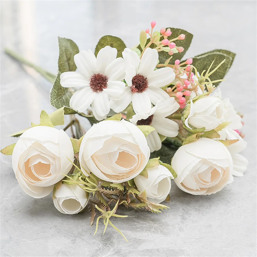 Heads Artificial Rose Flowers Silk Flowers Real Looking with Stems for Decoration Wedding Party Centerpieces