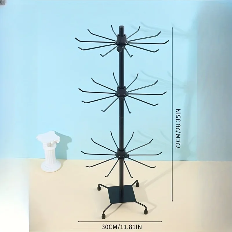 Simple 3-Layer Rotating Metal Jewelry Rack For Necklaces Earrings Rings Storage, Women\'s Gifts