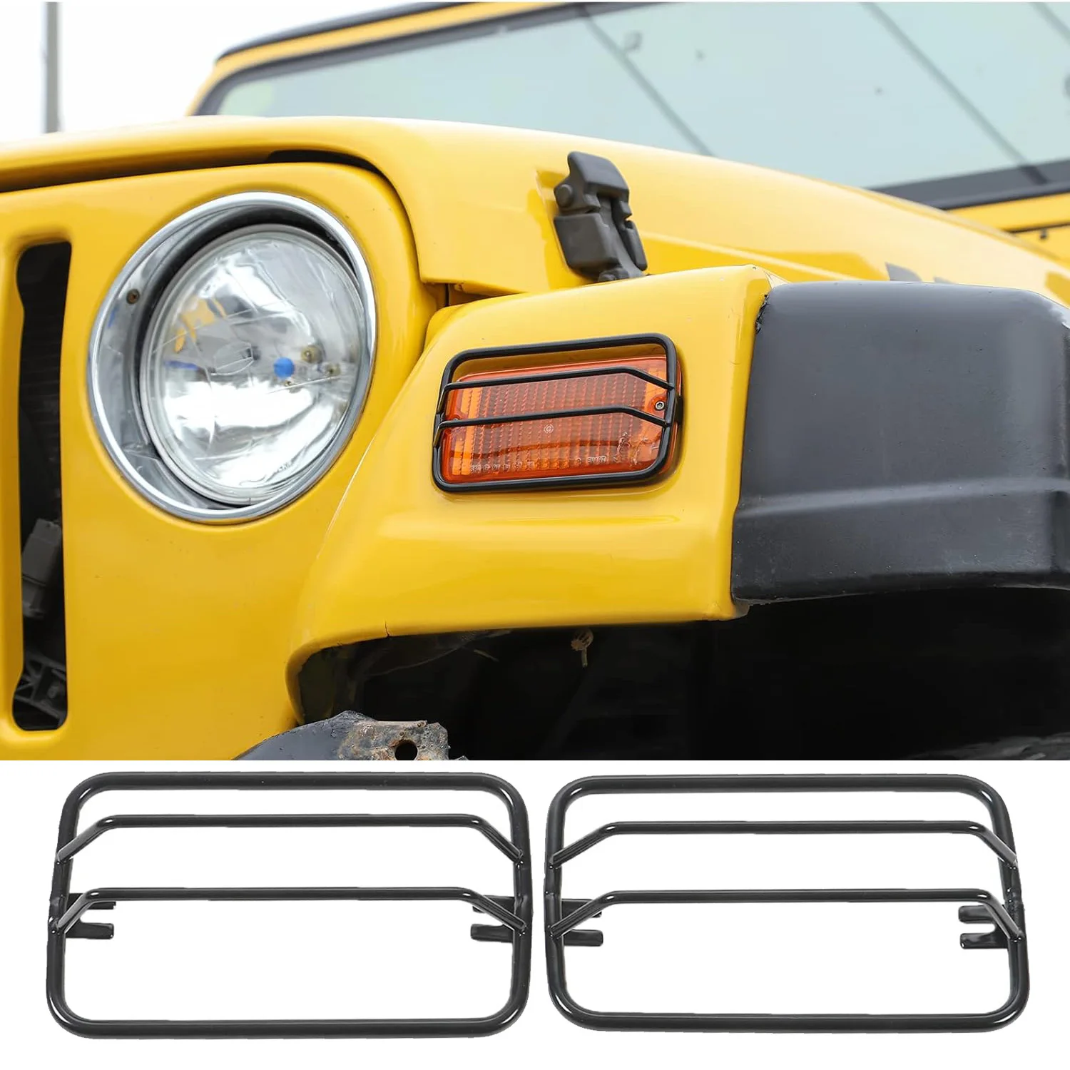 

1pair Turn Signal Light Grille Car Turn Side Signal Lamp Protect Guard Cover For Jeep Wrangler TJ 1997-2006