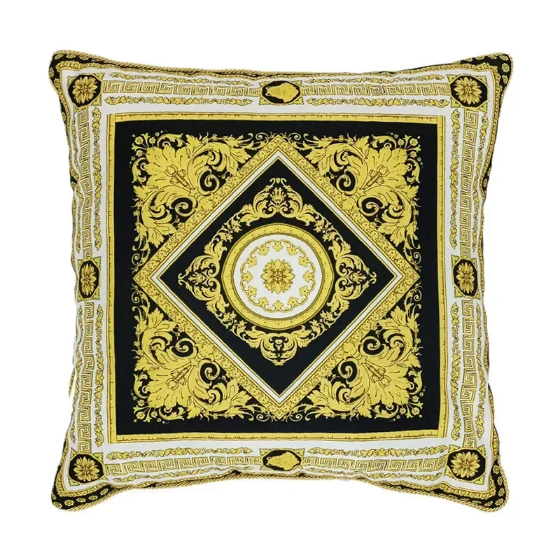 Funda de almohada de estilo europeo, cojín para sofá interior, estampado de vid geométrica clásica