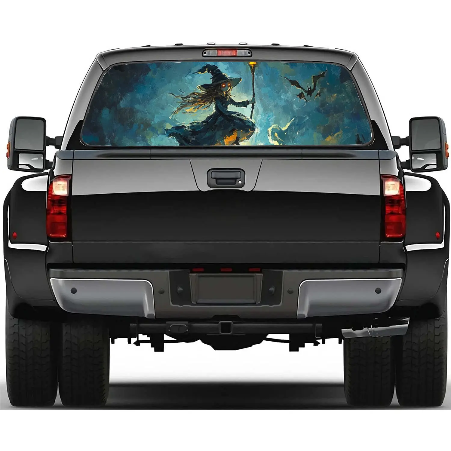 Stiker kaca depan belakang mobil motif kelelawar penyihir Halloween stiker kaca depan belakang truk dekorasi Decal vinil jendela belakang tembus pandang
