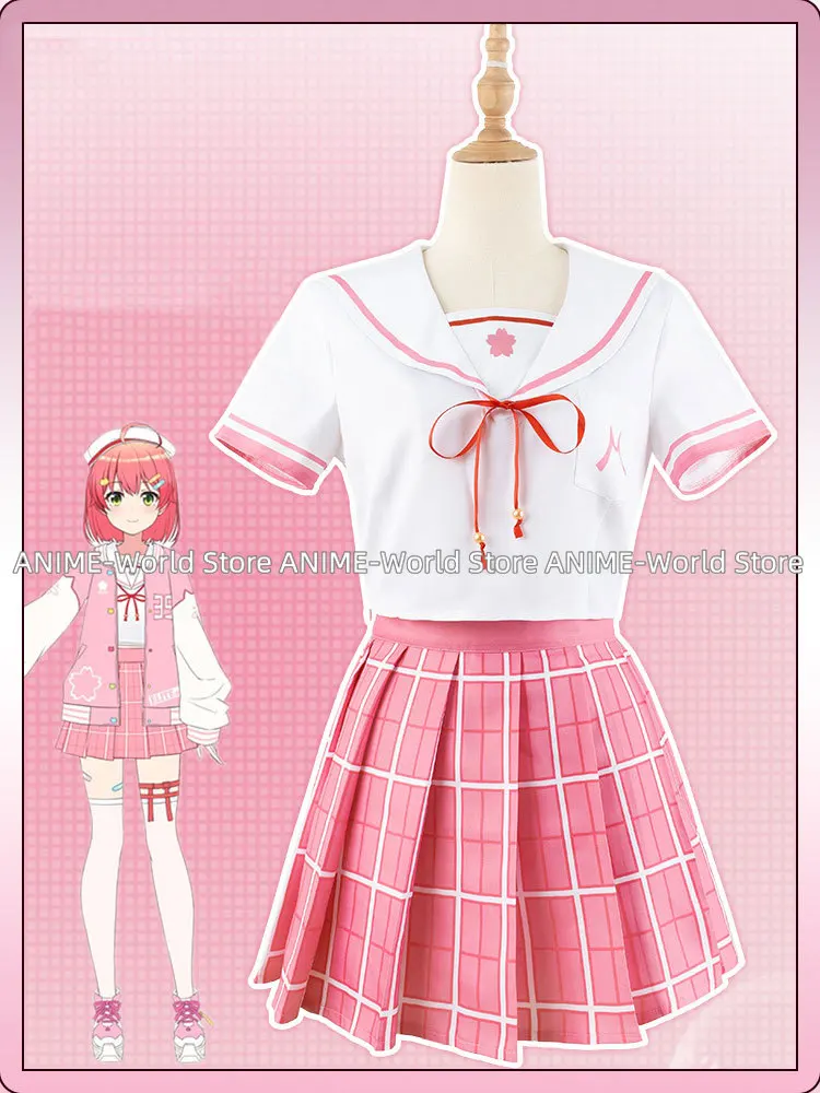 Costume de Cosplay Sakura ata ko Vtuber, Ensemble Complet, Manteau Trempé, Jupe Supérieure, Tenues d'Halloween, Vêtements d'Anime sur Mesure