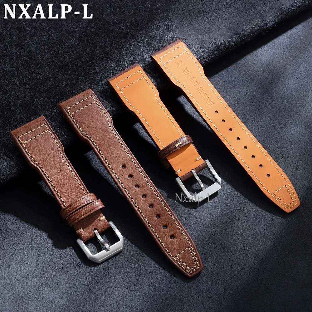 20mm 21mm 22mm Uhrenarmband aus Rindsleder für IWC Pilot Portugieser, genähtes Lederarmband, Herren- und Damen-Sportarmband, Zubehör – Detail 4