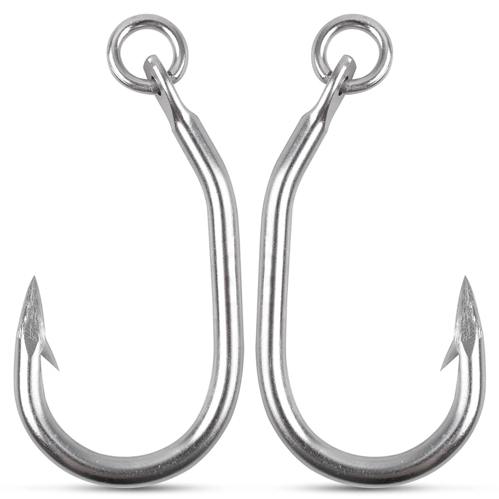 6Pcs Tuna Fishing Hooks Ringed Circle Hooks Stainless Steel Saltwater Big Game Live Bait Fishing Hooks for Tuna Catfish Shark