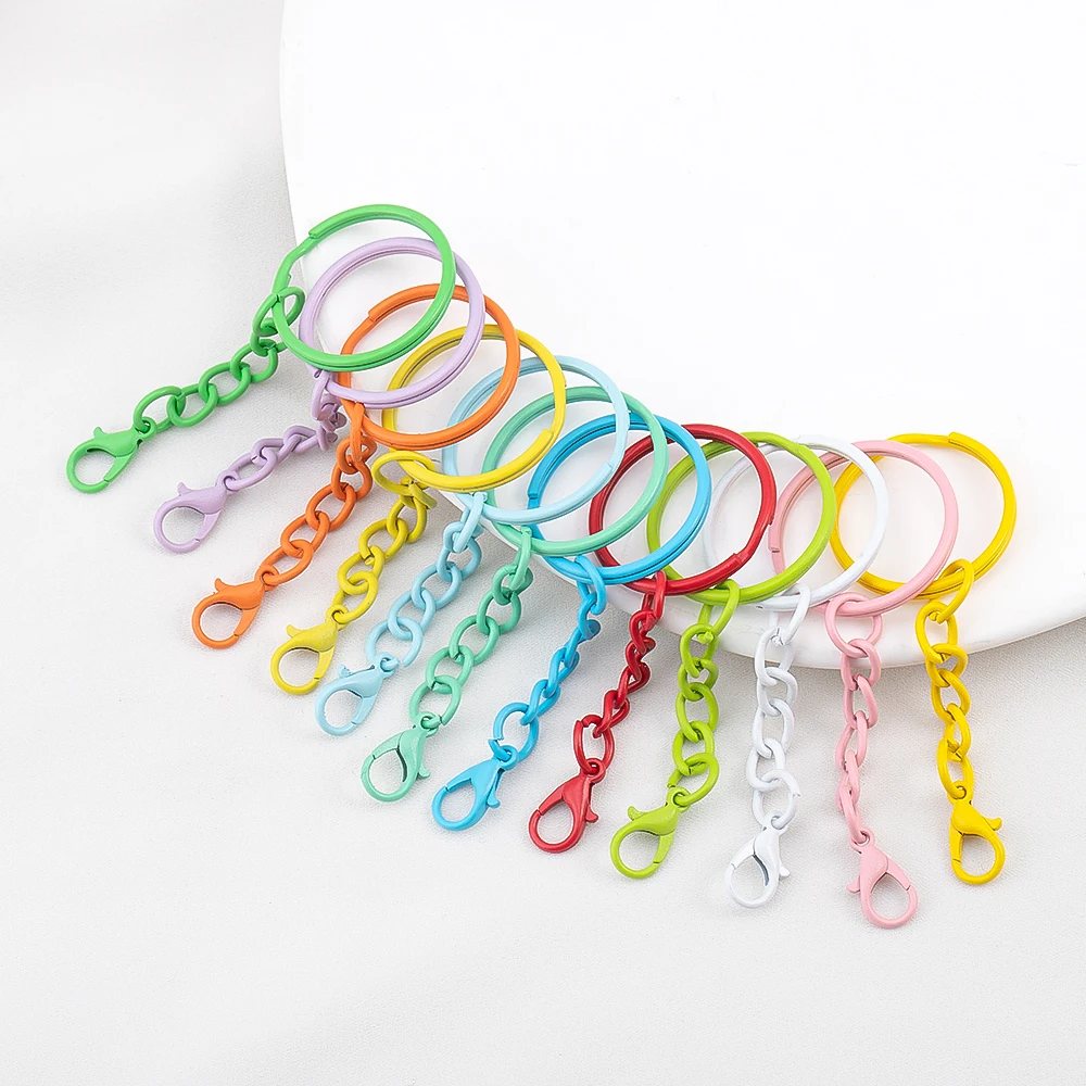 10 Stück bunte Schlüsselanhänger aus Legierung mit Karabinerverschlüssen für DIY-Schlüsselanhänger, Taschenanhänger, Schmuckherstellung, Zubehör – Detail 3