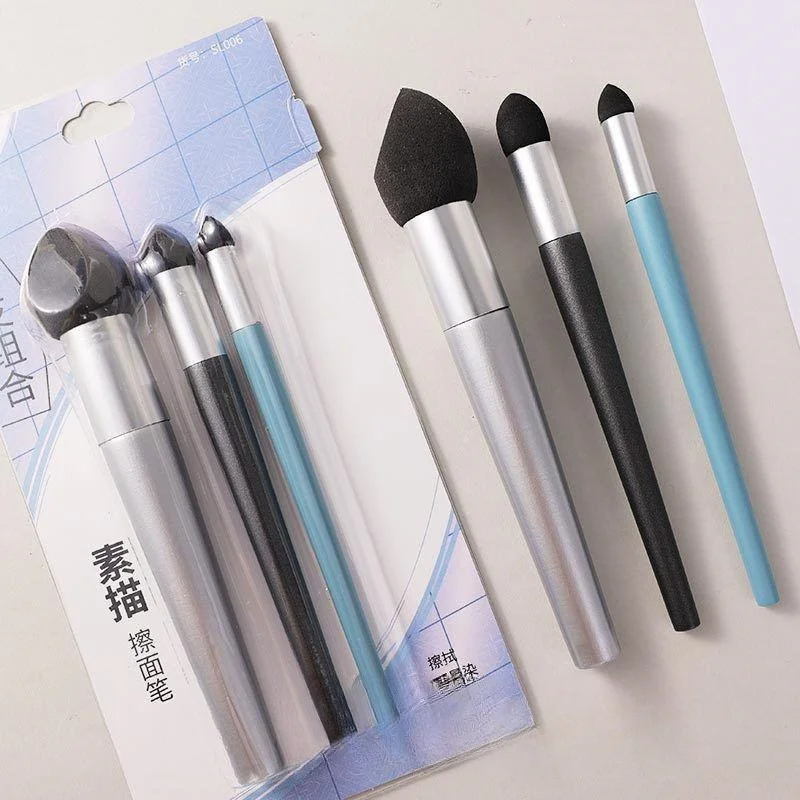 3pc Grey Pen Sketch Eraser Tool Rub Eraser Small Paper Eraser Drawing Smudge Eraser Highlight