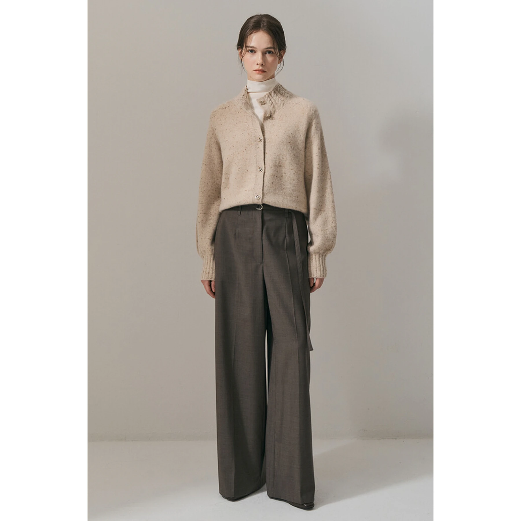Fashionable Twisted Knit Sweater Double-Sided Wear Slimming Stand Collar Versatile Lemon Cheese MIN26 Autumn Style Commute Wind