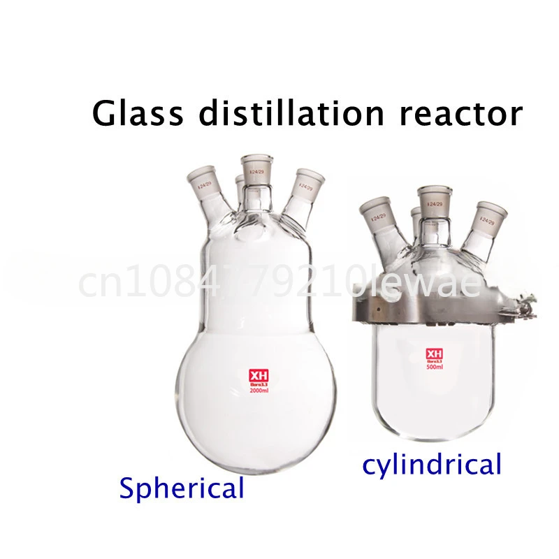 Open End Reactor Glass Distillation Reactor Open Reaction Bottle Three/four Mouths Flat Bottom Flange Clamps