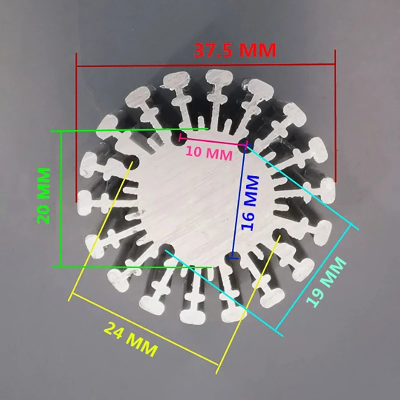 COB Heatsink 25-67mm Diameter, Alloy Aluminum Solid Radiator for High Power LED Cooling, Round Design