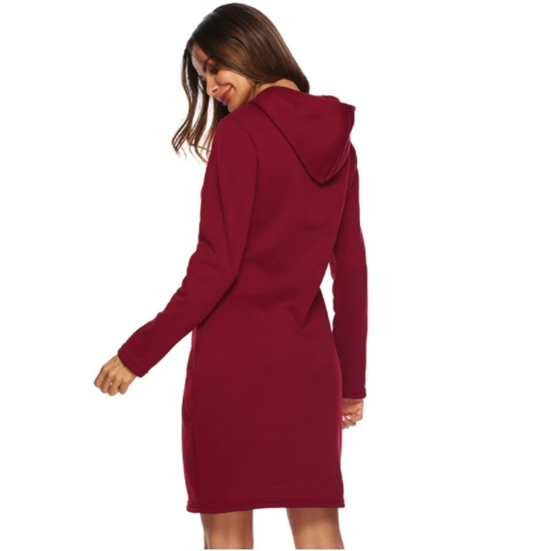 Vestido con capucha de manga larga para mujer, suéter de moda personalizado, vestido ajustado de otoño e invierno